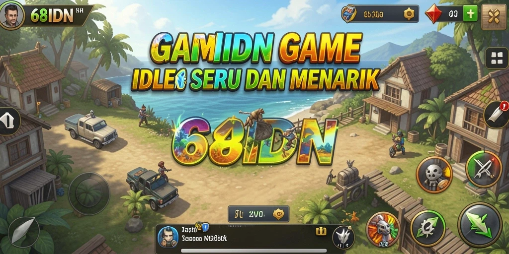 Tampilan gameplay 68IDN yang memikat dengan karakter menarik dan misi seru.