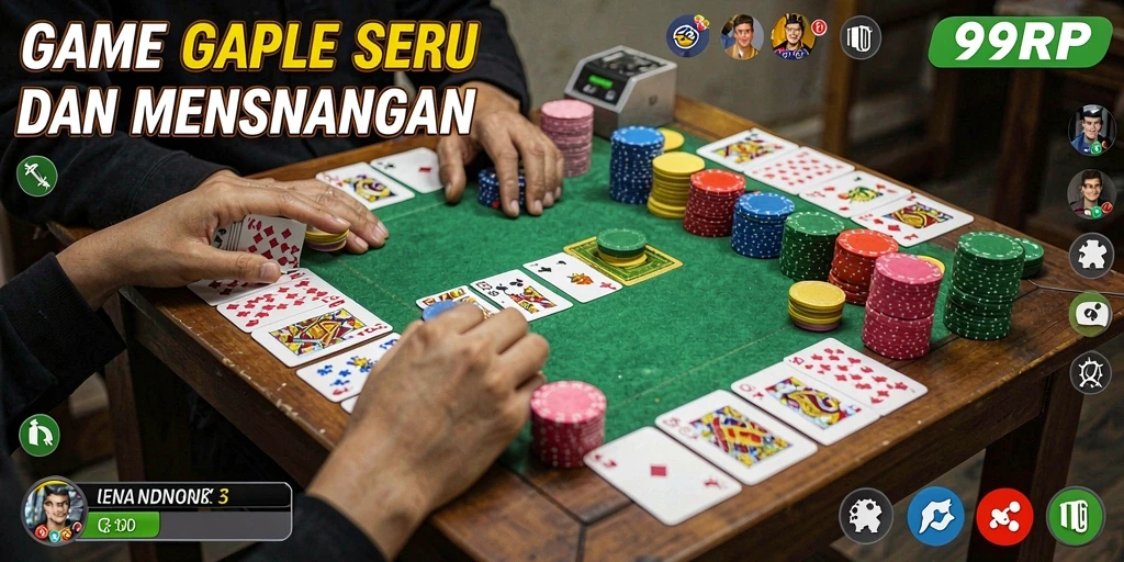 Tampilan menarik dari gameplay Gaple di 99RP.