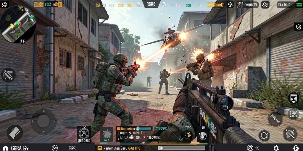 Screenshot menunjukkan aksi intens dalam gameplay TPS R6R6.