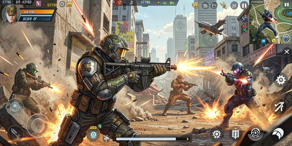 Tampilan gameplay seru dari ST789 dengan pertarungan aksi yang mendebarkan.