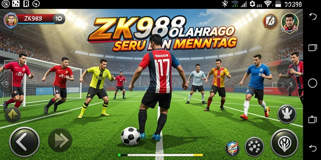 Screenshot utama ZK988 menampilkan aksi menegangkan dalam permainan olahraga.